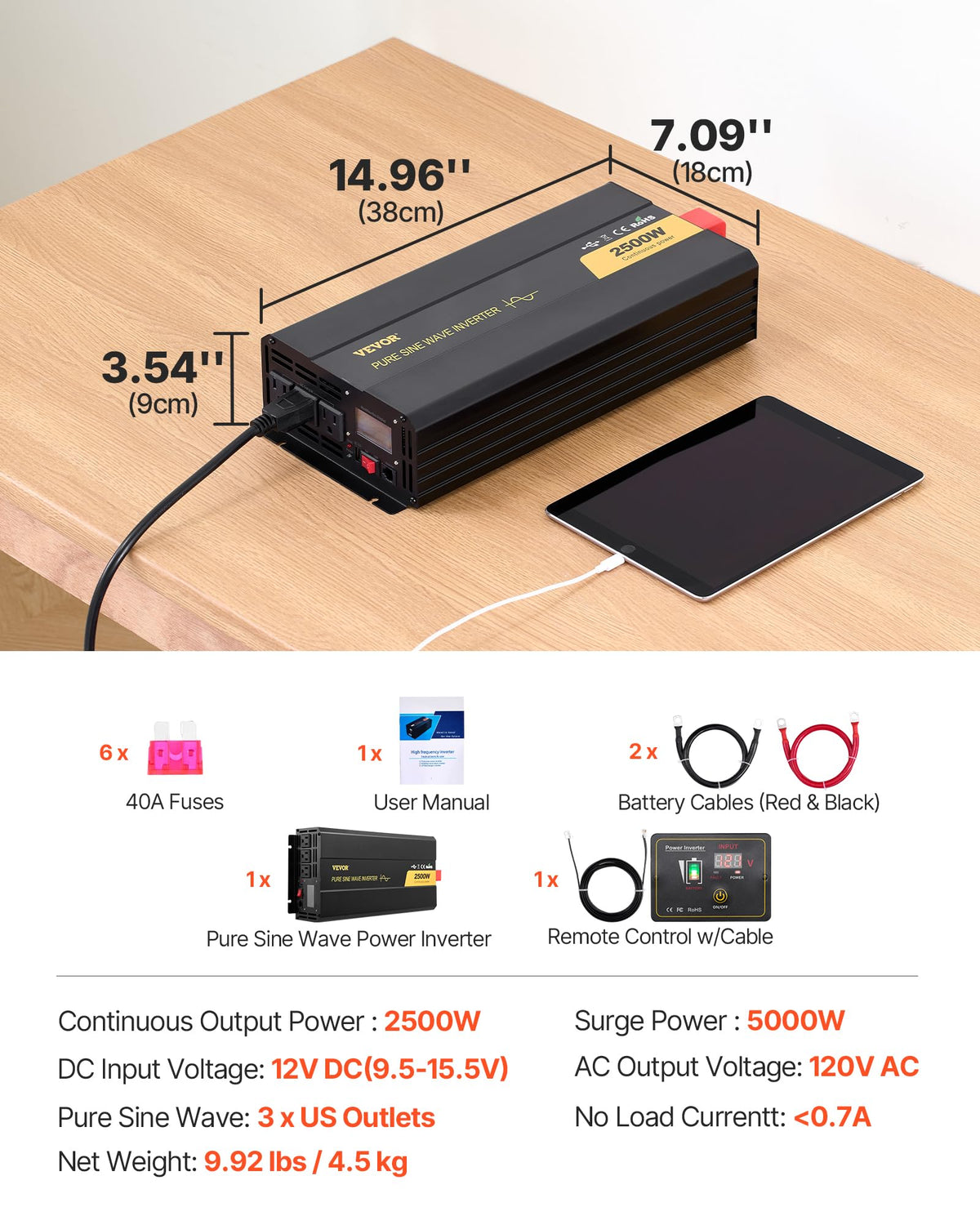 Pure Sine Wave Inverter 2500 Watt Power Inverter