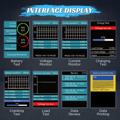 Car Battery Tester with Printer 12V 24V Load