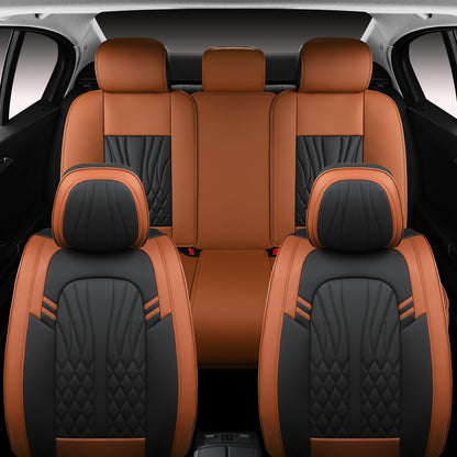 Leather Car Seat Covers (Brown&black/Full Set)