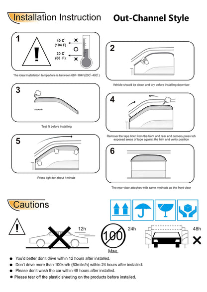 4pcs Extra Durable Rain Guards for 2011 (2011-2020 Outlander)