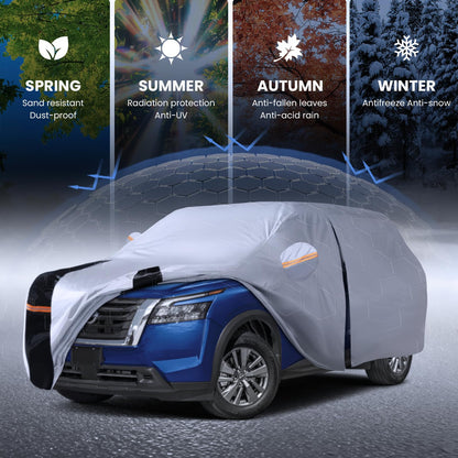 Multi Layer Car Cover Custom Fit for Nissan Pathfinder (W.Custom Fit Nissan Pathfinder / White Car Cover)