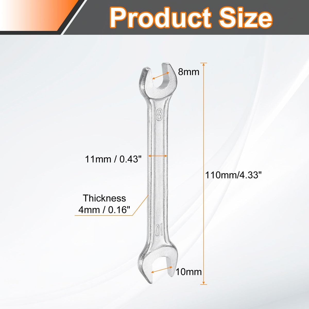 2pcs 8x10mm Double Open End Wrench 15° Offset Angle Wrenches (8mm x 10mm)