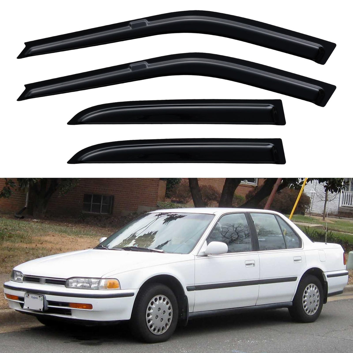 Window Visors Rain Guards for 1990 1991 1992 1993 Honda Accord Sedan (1990-1993 Honda Accord Sedan)
