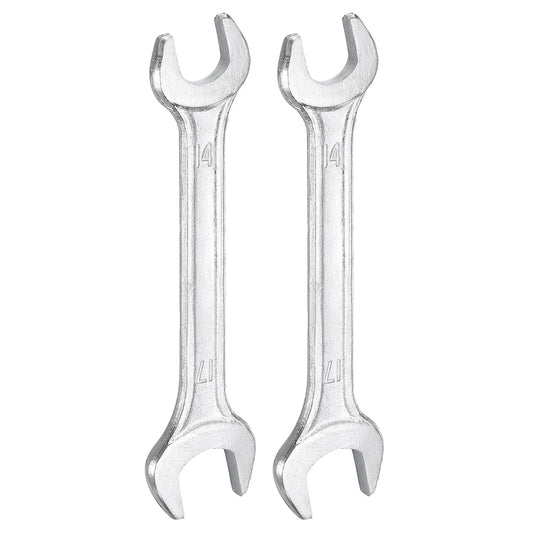 2pcs 14x17mm Double Open End Wrench 15° Offset Angle Wrenches (14mm x 17mm)