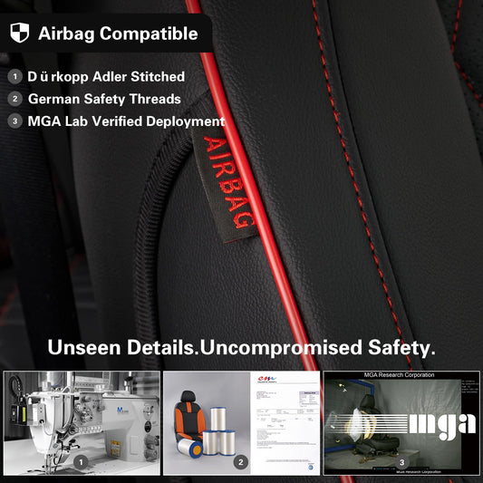 Custom Seat Covers for KIA Sportage Hybrid & Plug (Black with Red Piping / 2023-2027 Hybrid/Plug-In Hybrid(No Hybrid LX ))