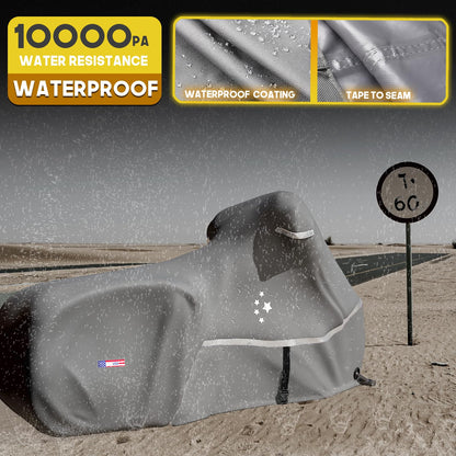 600D Heavy Duty Motorcycle Cover Universal Fit Bike 96“ (Light Gray / 96"-XXL)