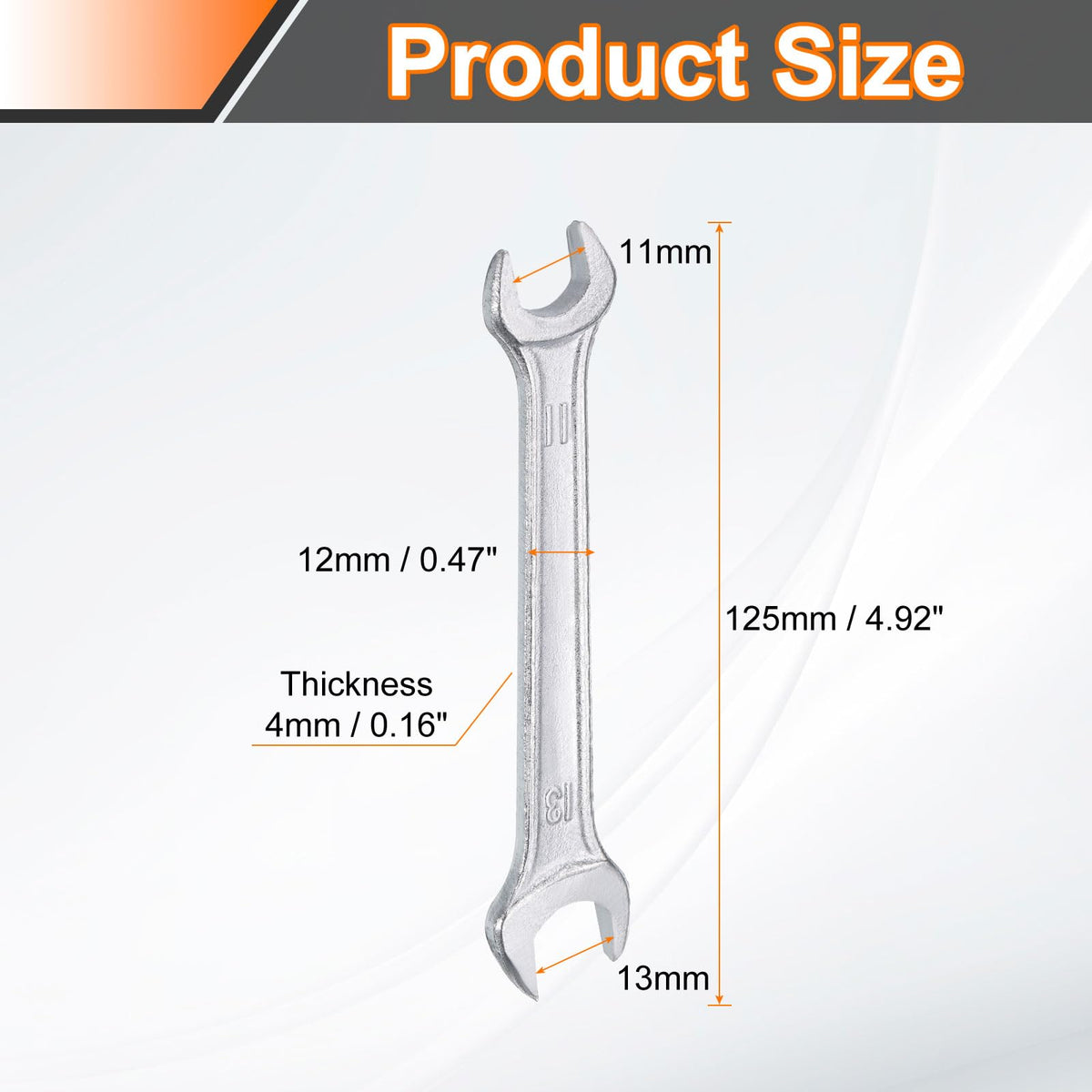 5pcs 11x13mm Double Open End Wrench 15° Offset Angle Wrenches (11mm x 13mm)