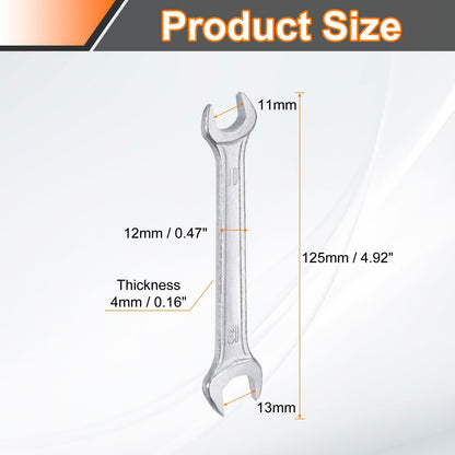 5pcs 11x13mm Double Open End Wrench 15° Offset Angle Wrenches (11mm x 13mm)