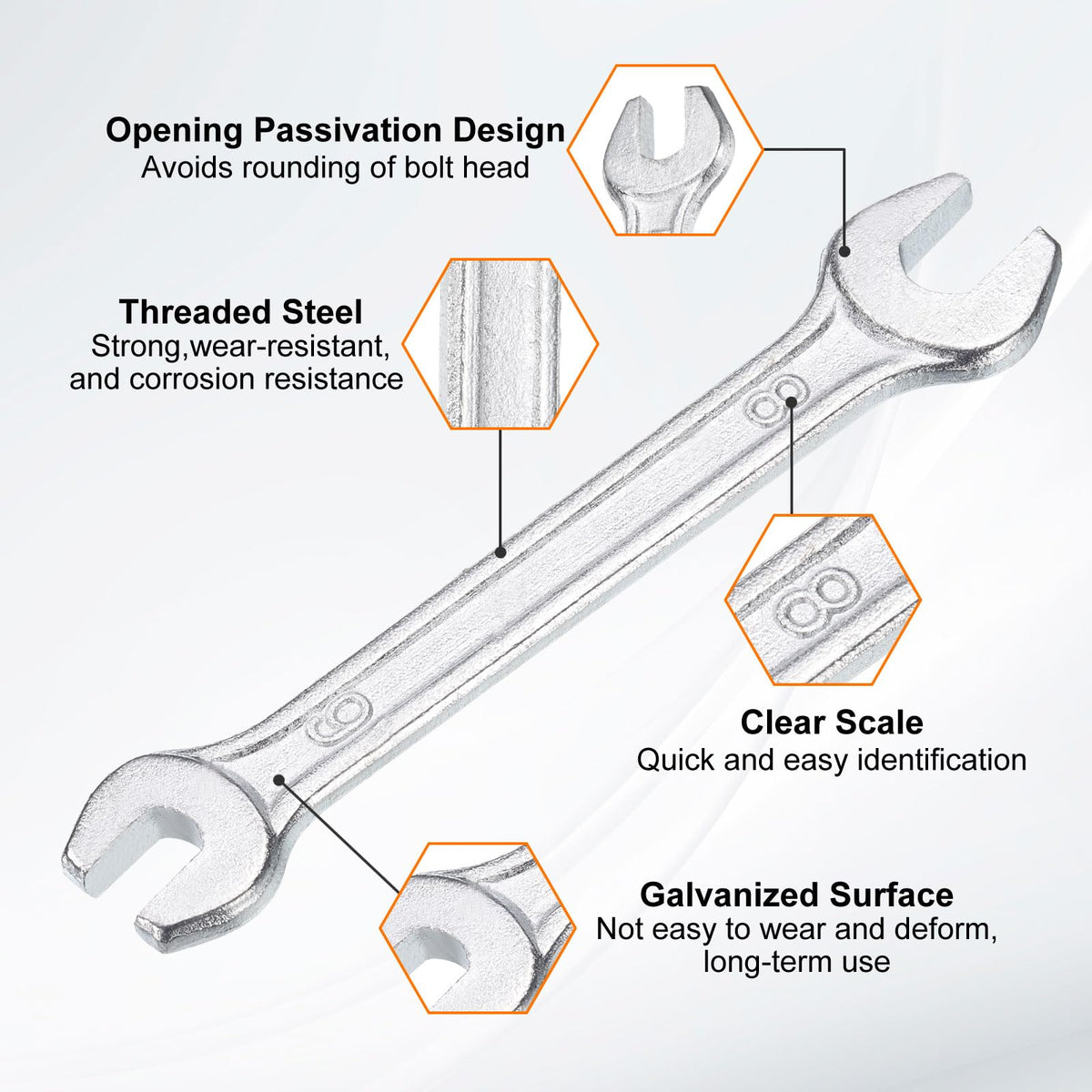 6x8mm Double Open End Wrench 15° Offset Angle Wrenches (6mm x 8mm)