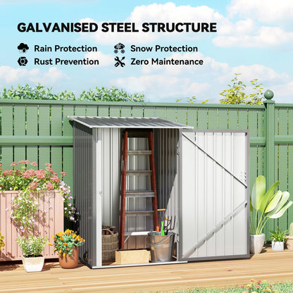 3.3' x 3.4' Outdoor Storage Shed Sloping Roof Lockable Door Gray (Gray)