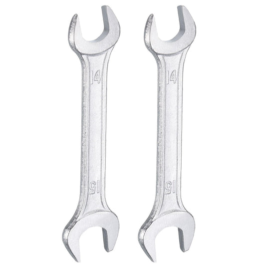 2pcs 14x15mm Double Open End Wrench 15° Offset Angle Wrenches (14mm x 15mm)