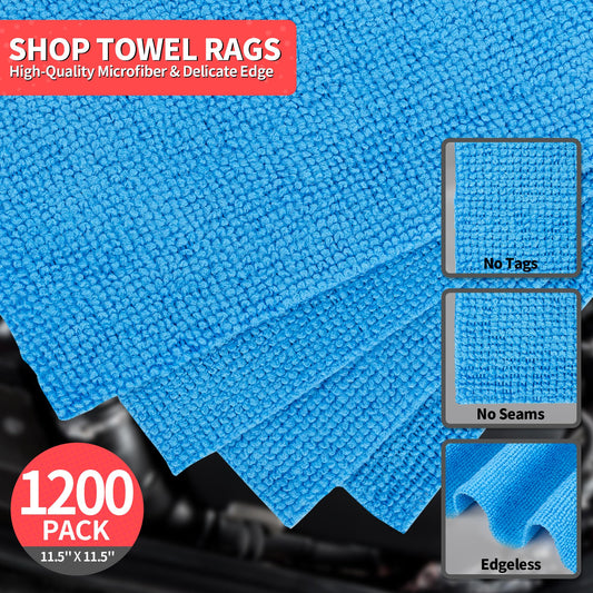 Shop Towels 1200 Pack Microfiber Towels for Cars (Blue / 1200 Pack)