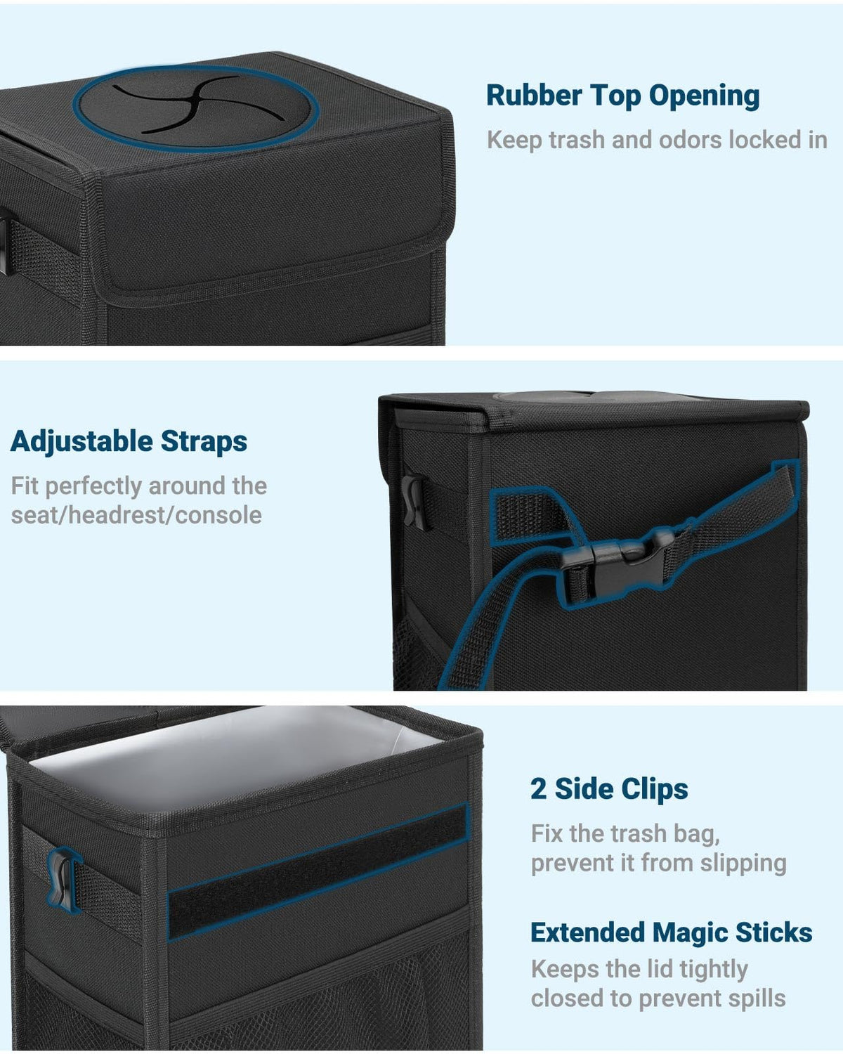 Car Trash Can with Lid (Black / 2.5 Gallons)