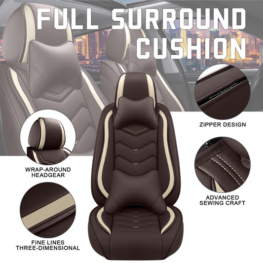 Car Seat Covers for Chrysler Pacifica 2004 (Coffee color / Full Set with Pillow)