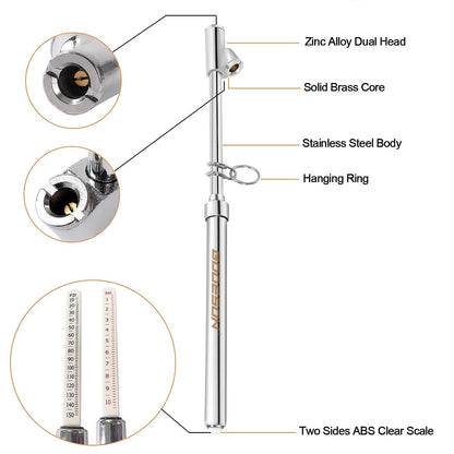 Dual Head Tire Pressure Gauge 10 (Silver / 20 pack)
