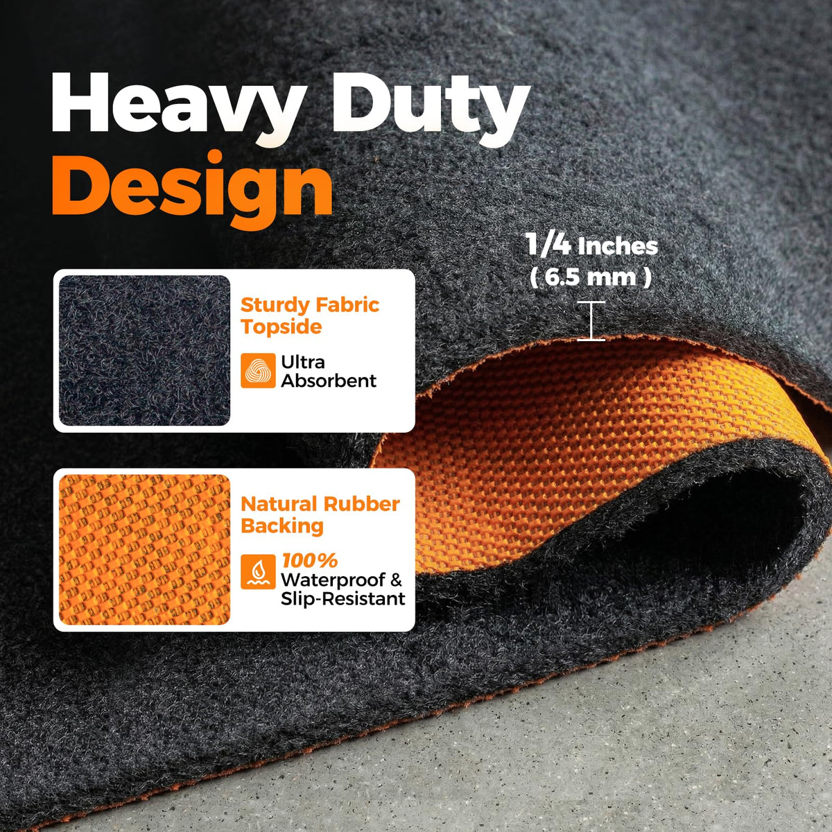 Heavy Duty Oil Spill Mat 64"X32" (Black / 64"L x 32"W x 0.25"Th)