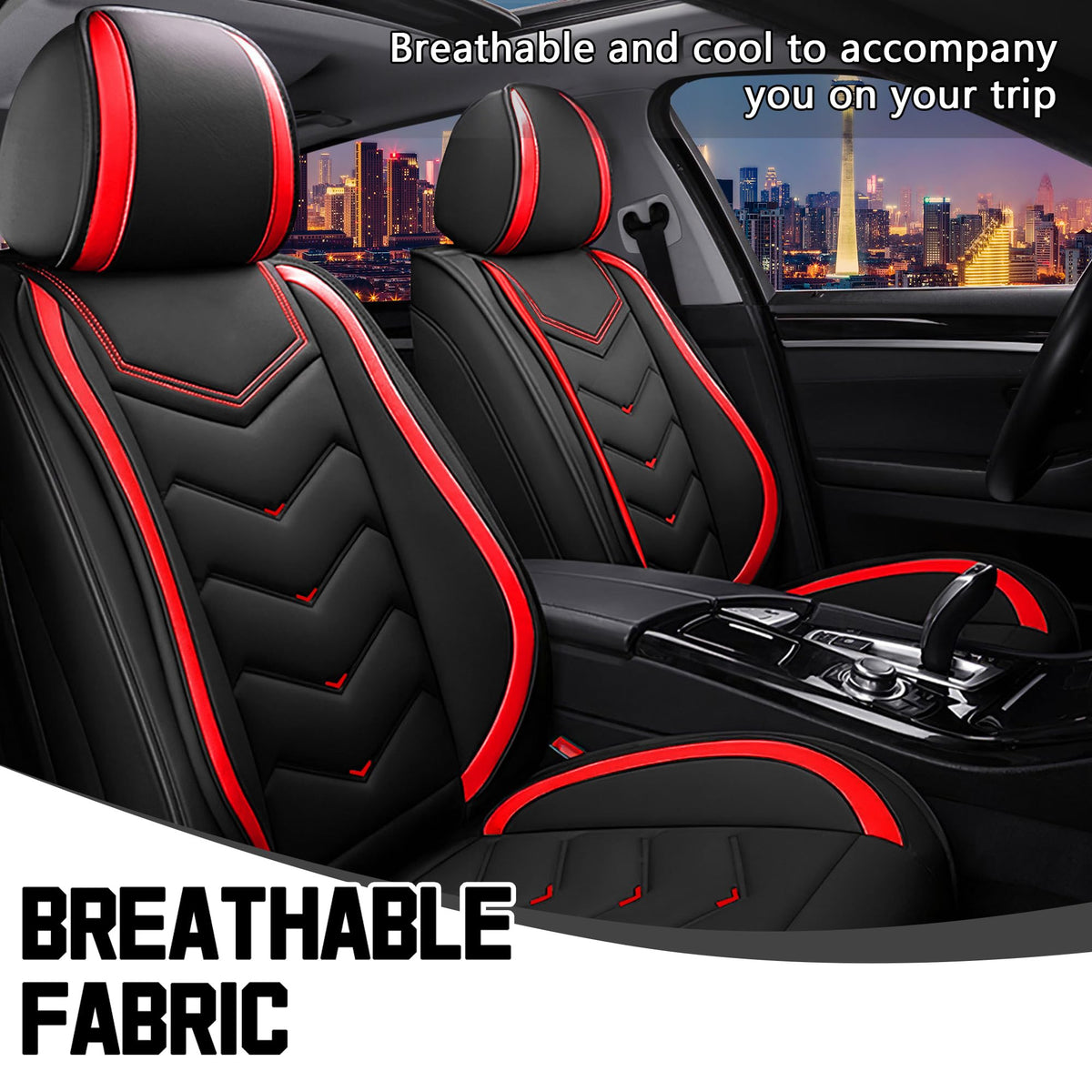 Car Seat Covers for Chrysler Pacifica 2004 (Black Red / 2 Pcs Front)