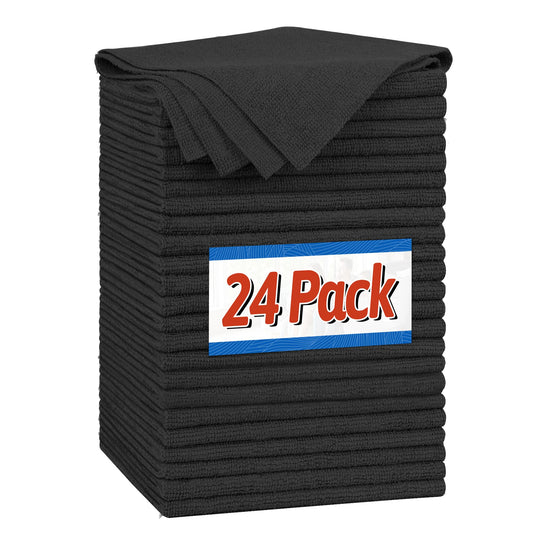 Microfiber Cleaning Cloth (Black / 24PK)