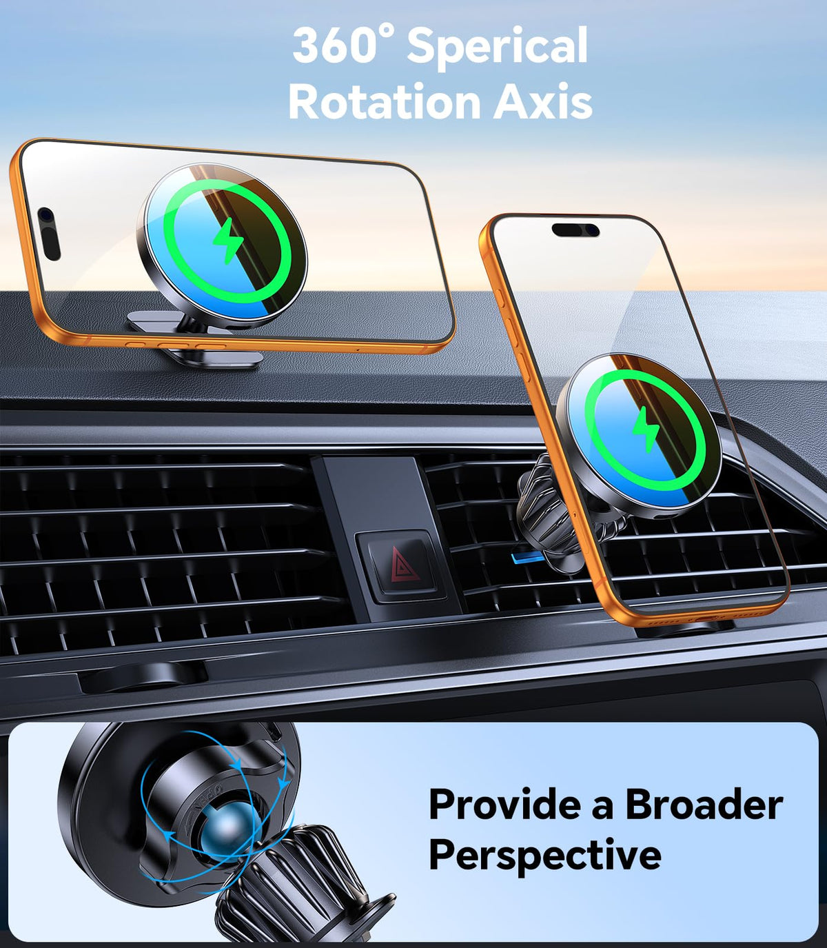 for MagSafe Car Mount Charger【Stronger Magnets】 15W Magnetic Wireless Car Charger Phone Holders for Your Car Accessories for Women Men Car Mount for iPhone 18 Pro Max 17 16 15 14 13 12 (Black)