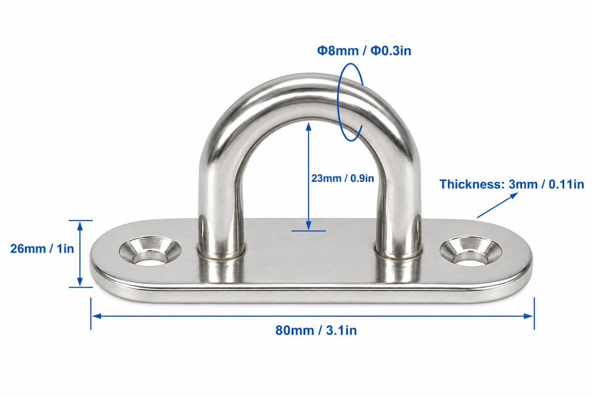 304 Stainless Steel U Hook Pad Eye Plates (M8 U Hook)