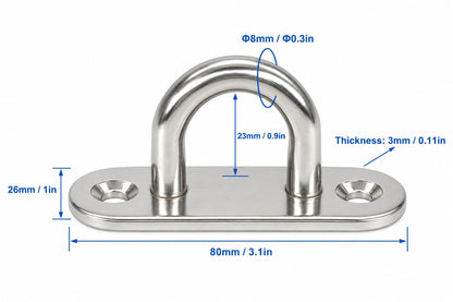304 Stainless Steel U Hook Pad Eye Plates (M8 U Hook)