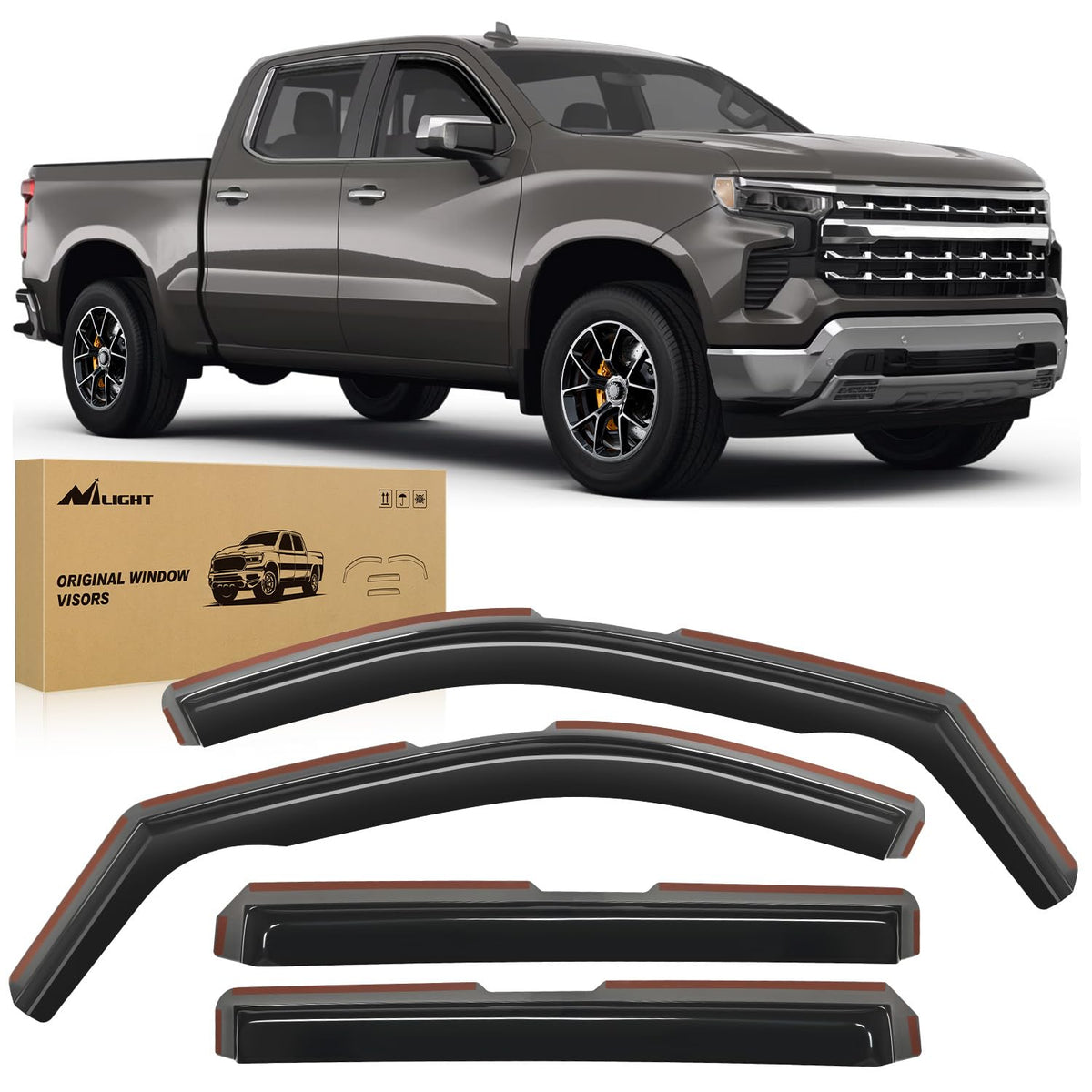 Rain Guards for Silverado 2500HD 2020 (Silverado 2500HD/3500HD 2020-2026 Crew Cab)