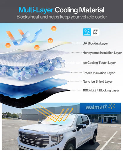 Windshield Sun Shade for GMC Terrain (GMC Terrain/Kia Seltos/Benz E300 2000-2026)