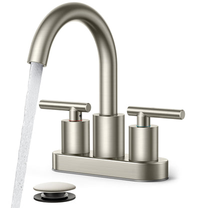 Brushed Nickel Bathroom Faucet 2 Hole (Silver)