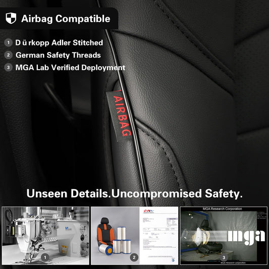 Custom Seat Covers for KIA Sportage LX 2023 (Black with White Piping / 2023-2027 Sportage LX (No Hybrid ))