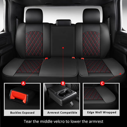 Dodge Ram Seat Cover Full Set Fit For 2009 (Black and Red / Full Set (Flat Back))