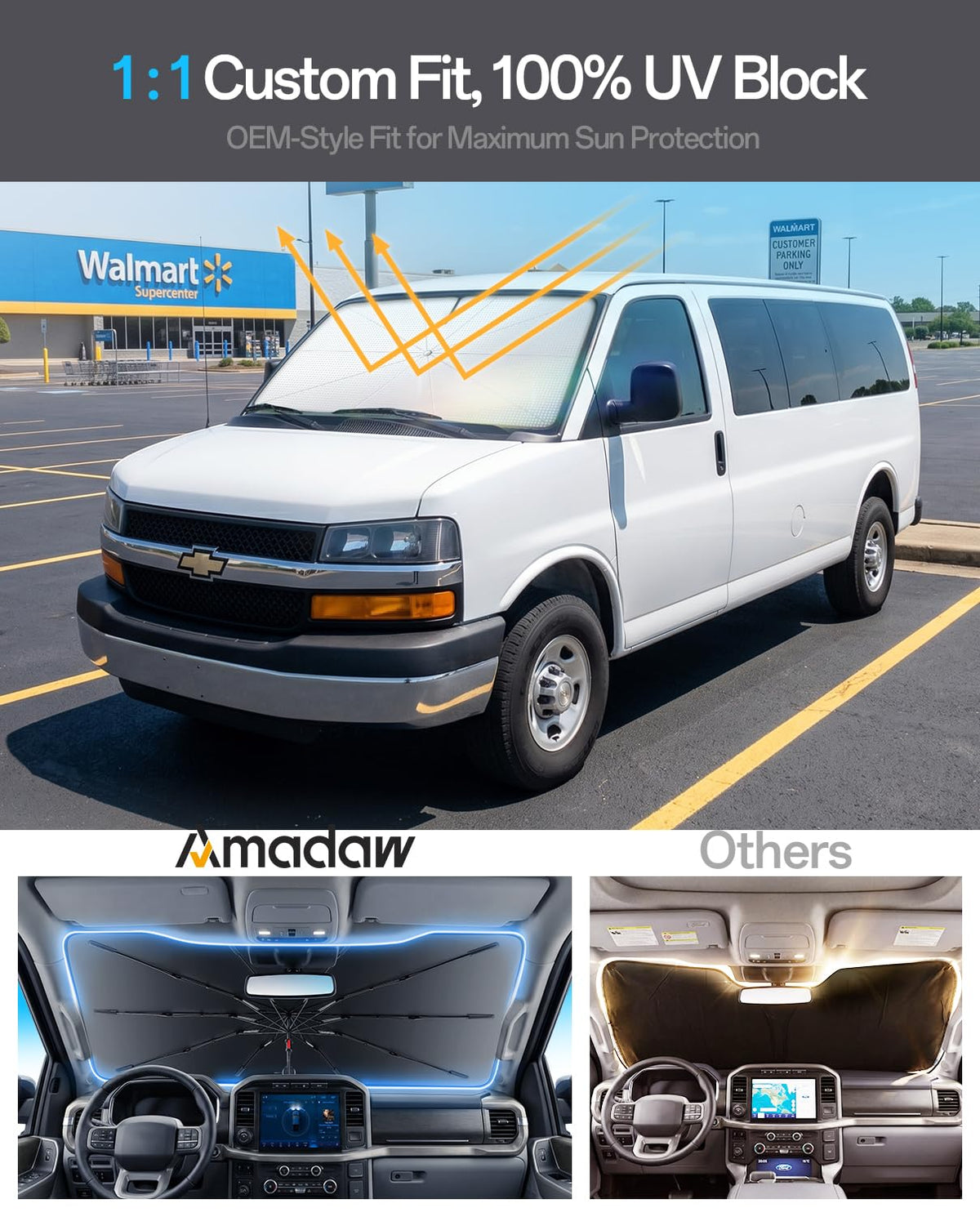 Windshield Sun Shade for Chevrolet Express 1500 2000 (For Express 1500 2000–2026)
