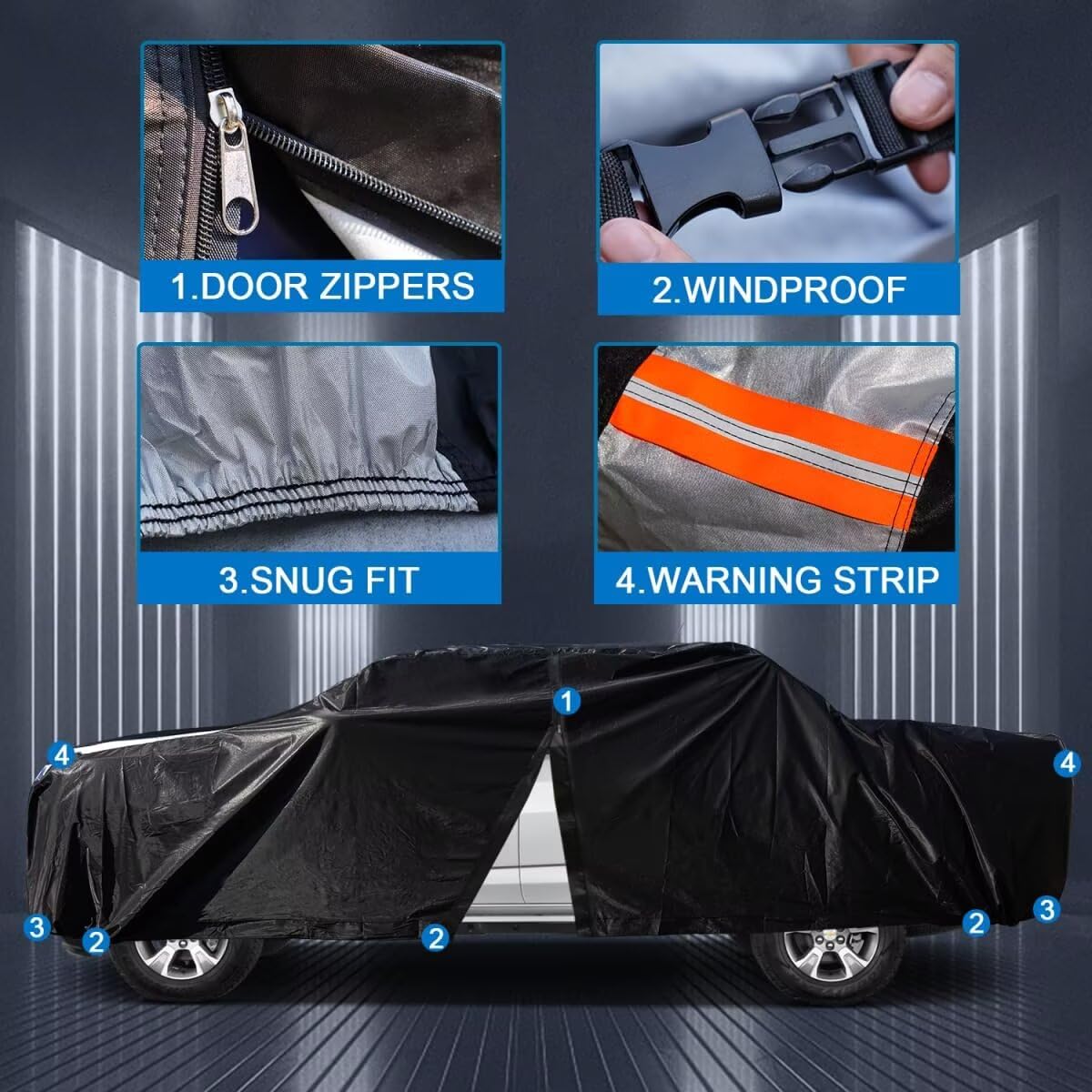 Jeep Gladiator Truck Cover Custom Fit 1999 (Black Truck Cover / B.Fit Jeep Gladiator Crew Cab SB)