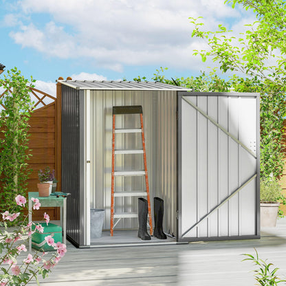 3.3' x 3.4' Outdoor Storage Shed Sloping Roof Lockable Door Gray (Gray)