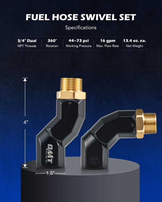 OMT 2pcs 3 4" NPT Fuel Hose Nozzle Swivel Kit (2PCS 3/4"NPT)