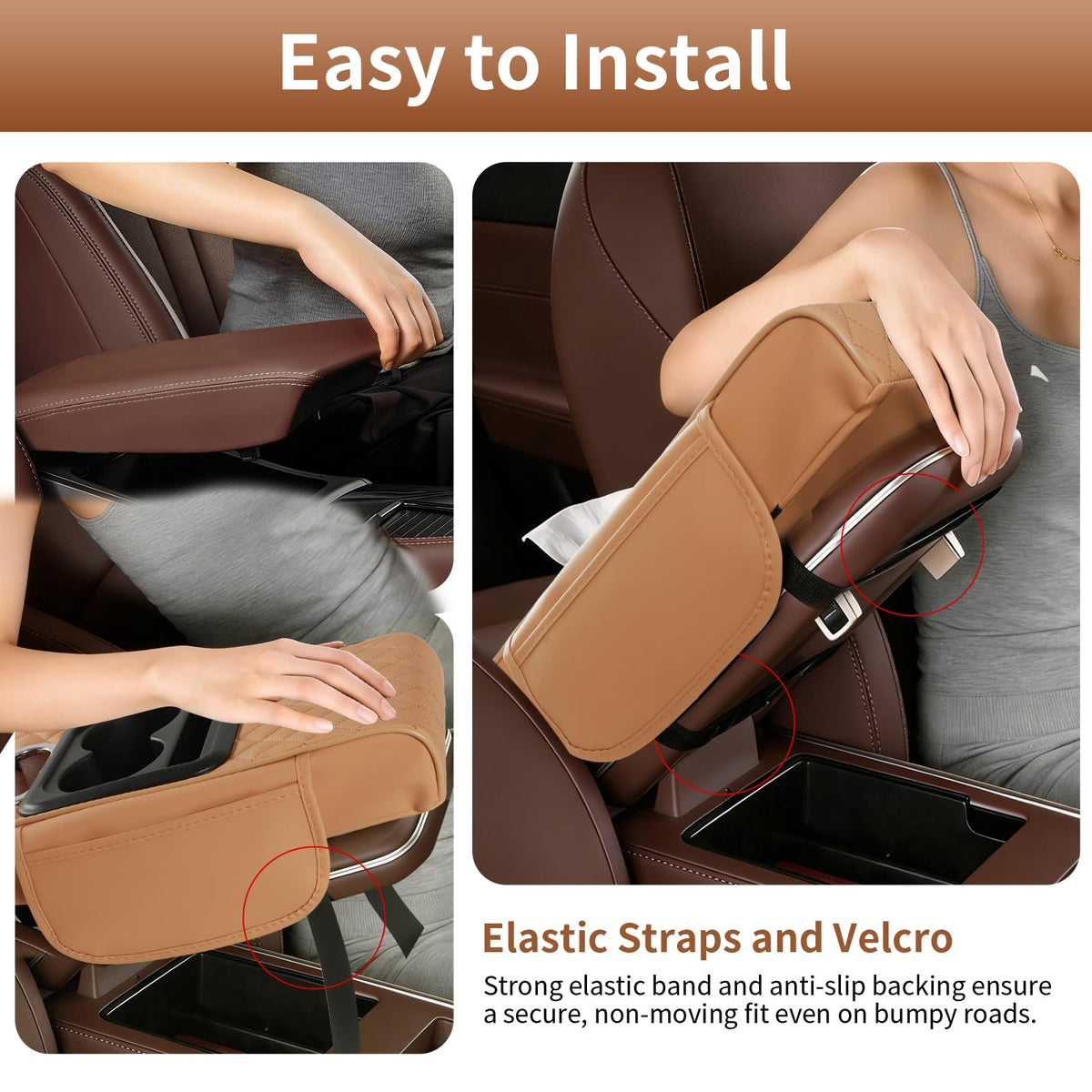 5-in-1 Car Armrest Cushion, Orange (Orange)