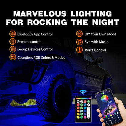 RGB LED Rock Lights Kit 10 Pods Underglow Multicolor Neon Pod (10 Pods 3LED / RGB)