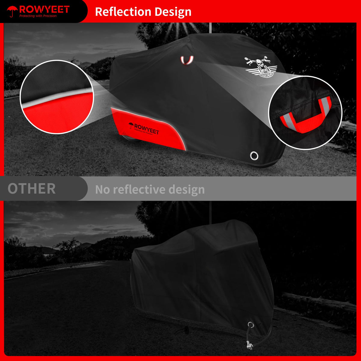 Motorcycle Cover Waterproof Outdoor Storage All Season Protection (Red / 104")