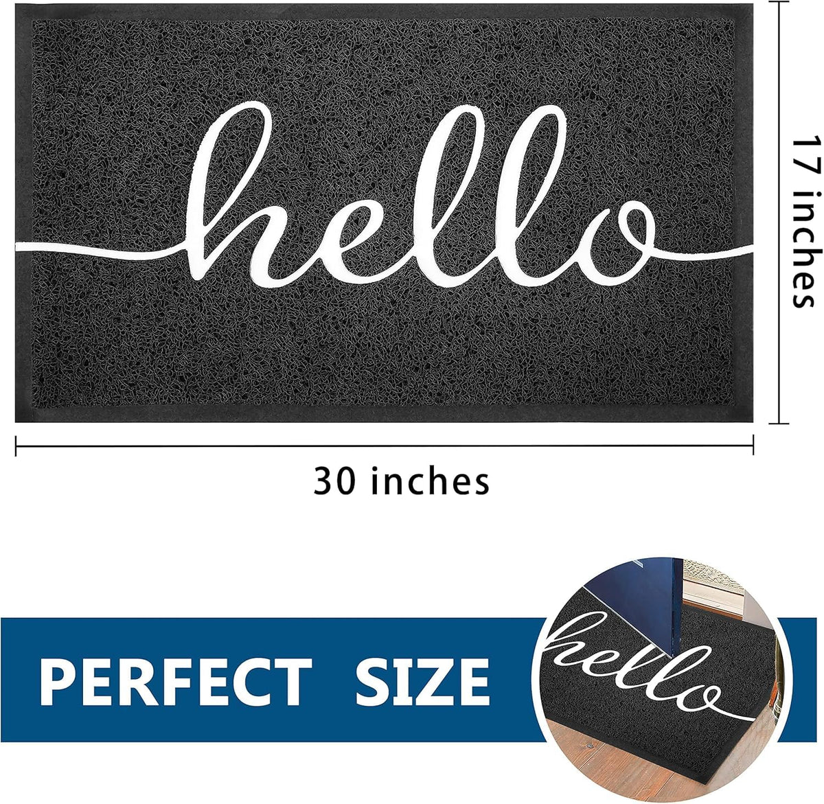 Door Mat Outside Inside Hello Doormat (Hello / 2'6" x 1'6")