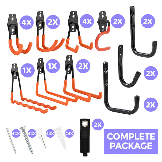 Garage Hooks 24 Pack Heavy Duty Wall Hooks Bike Hooks for Garage Pegboard Hooks (2026 New Combo-24PC)