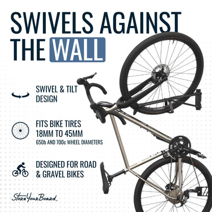 Swivel Bike Wall Mount (4 Pack / 2 Mountain Bike & 2 Road/Gravel)