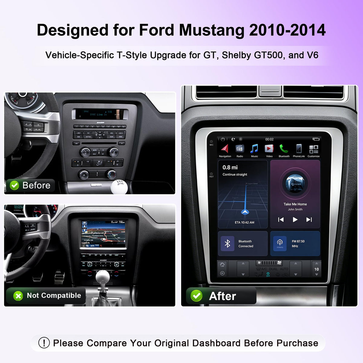 12.1 Inch Car Stereo Radio for Ford Mustang 2010 (T-style)