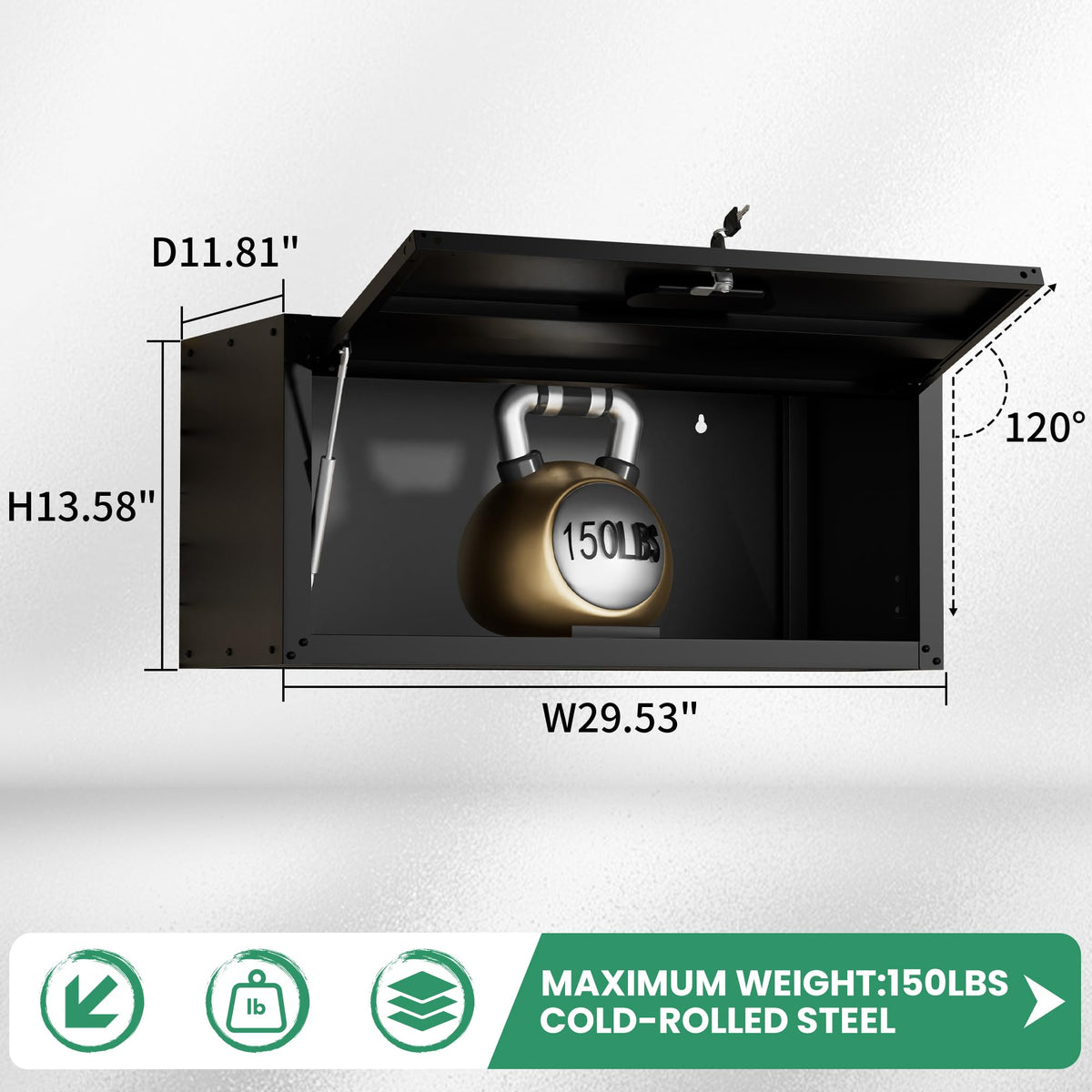 Metal Wall Cabinet (Black / Upflip Door)