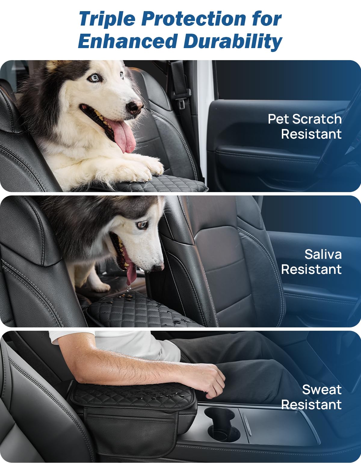 Center Console Cover with Storage Bag for SUV Sedan Car (Black / 12.6" x 7.75" x 0.66")