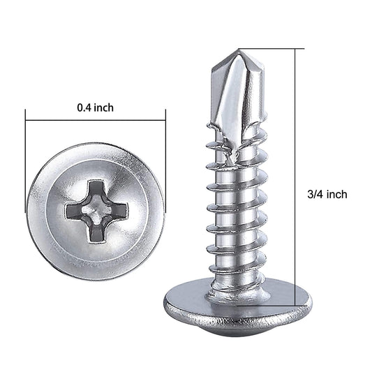 300pcs）#8×3 4”for Sheet Metal Self (Silver / #8X3/4")