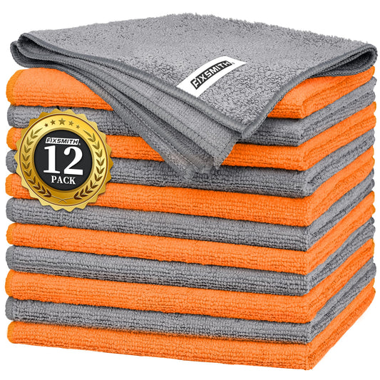 Microfiber Cleaning Cloth (Grey&orange / 12pk)