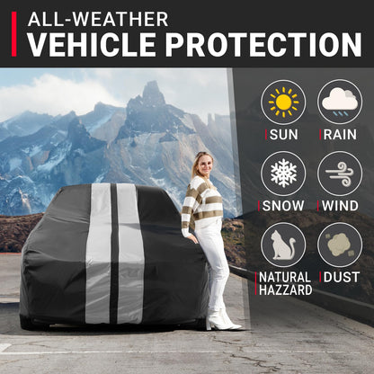 Car Waterproof Cover for 2024 (33. Mustang Grande 1973 / Black / Gray (Stripe))