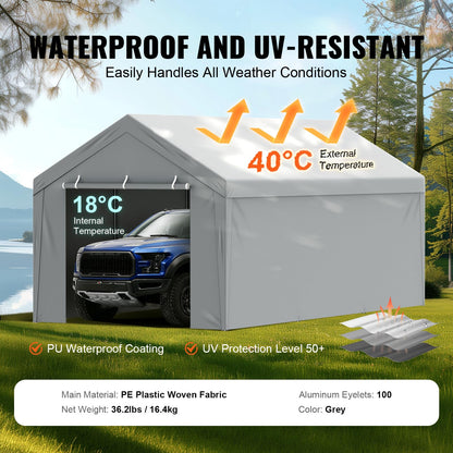 Carport Replacement Canopy 13x20 ft (Gray / 13x20ft)