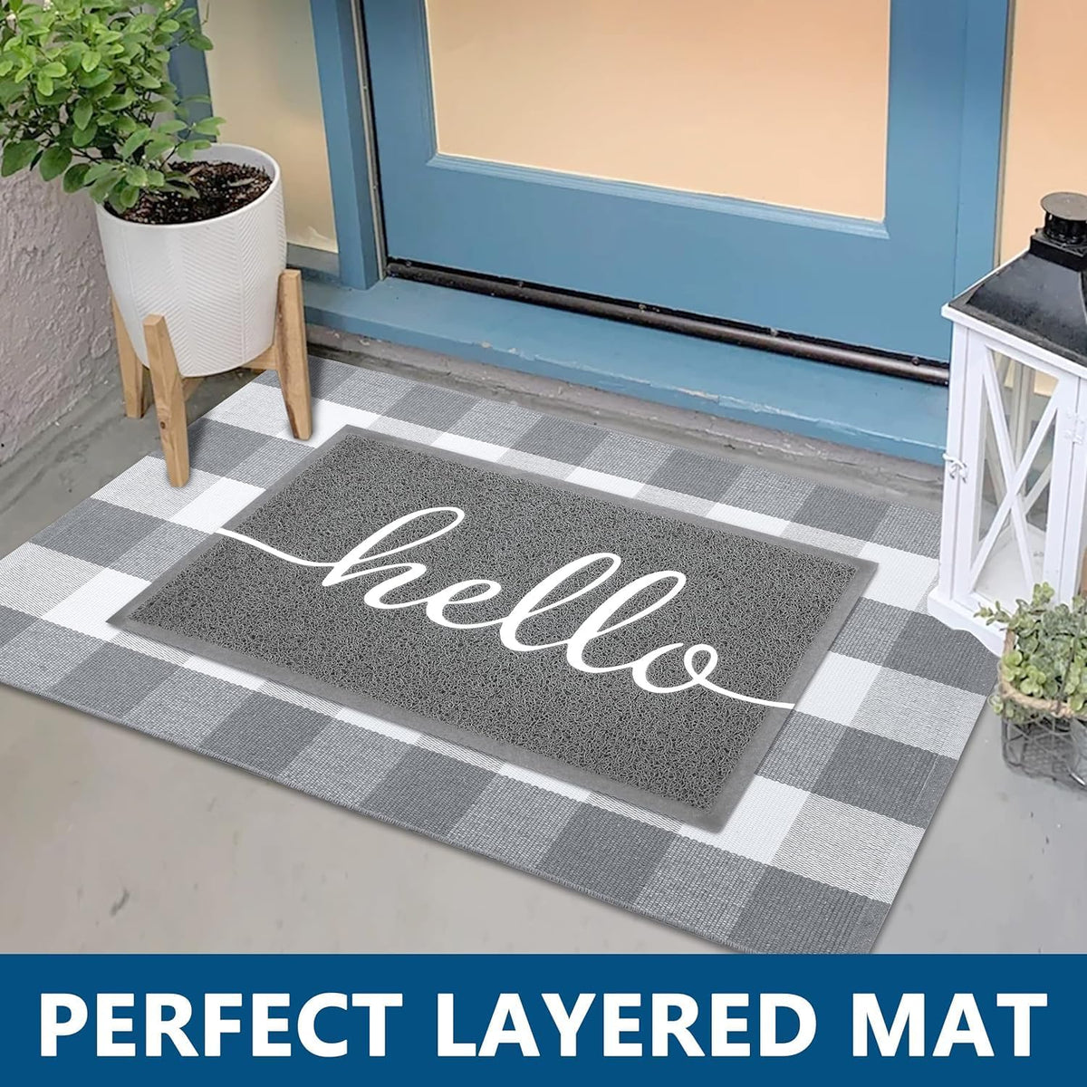 Funny Hello Mats Outdoor (Grey Hello / 2'8" x 1'8")