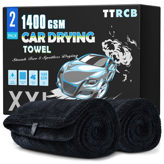 2 Pack Car Drying Towels (Black / 48" x 24" & 48" x 24")