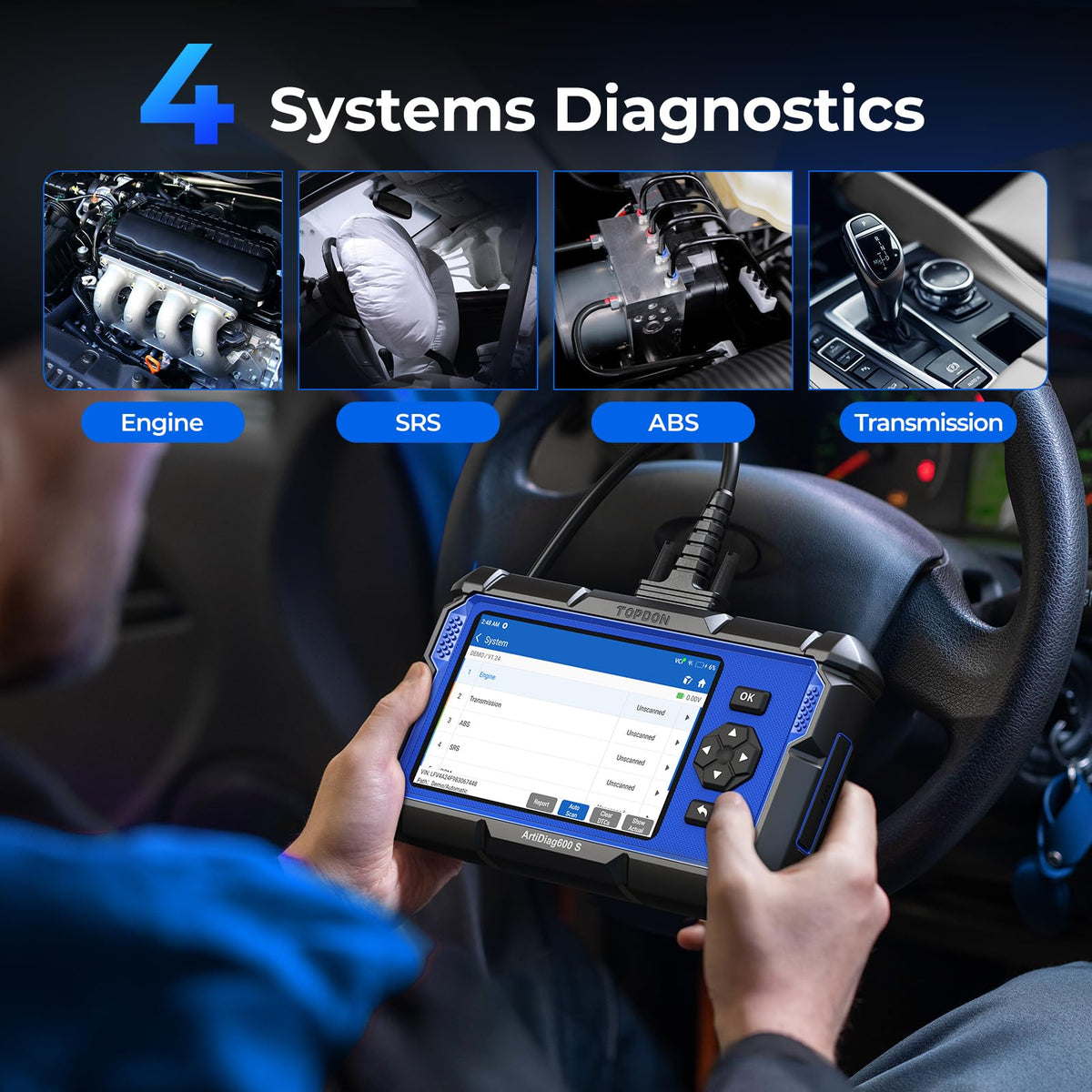 AD600S OBD2 Scanner (Blue)